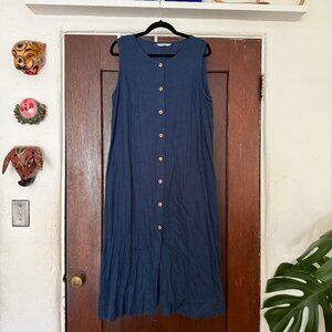 Linen fox button down midi dress